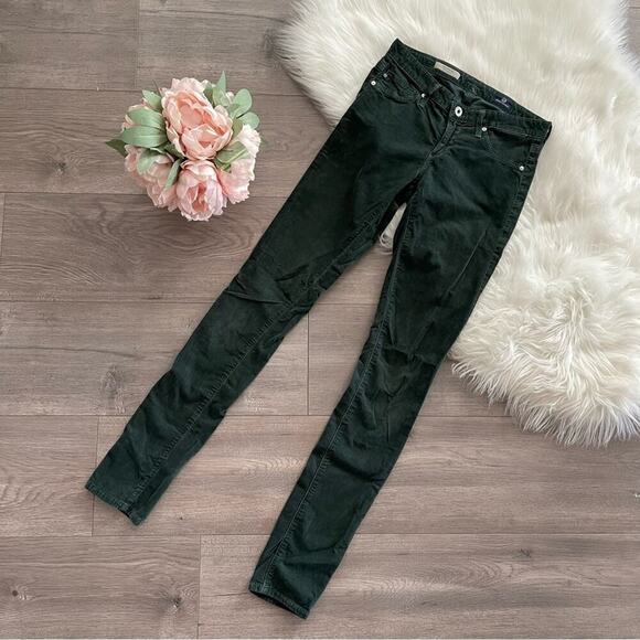 AG Adriano Goldschmied Velvet Dark Green Corduroy Jeans 25 - Picture 2 of 8